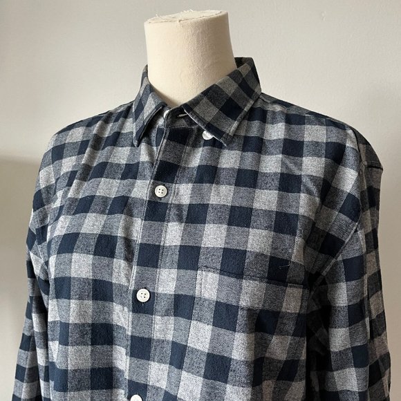 Bonobos Slim Fit Long Check Flannel Button-up Shirt In Atlas Check - Navy Beats - Picture 3 of 10